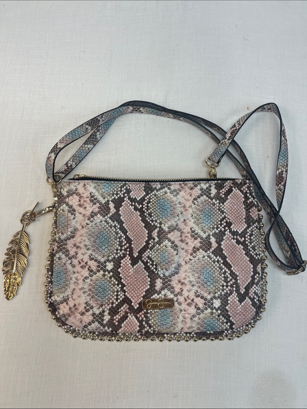 Jessica Simpson pastel snake print Crossbody purse